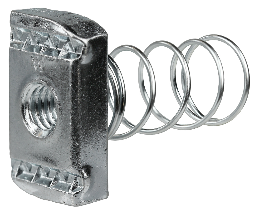 SSN38 Anti-Rotation Standard Spring Nut, 3/8 in Trade, 3/8-16 Thread, Steel