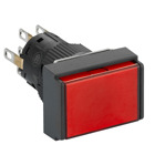 Illuminated monolithic push button, Harmony XB6E, rectangle red pushbutton  16 flush springreturn 24 VDC polarised 2CO