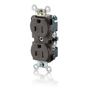 TBR15 1-Phase Duplex Tamper Resistant Straight Blade Receptacle, 125 V AC, 15 A, 2 Poles, 3 Wires, Brown