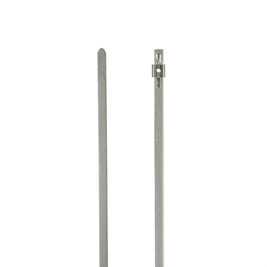 SS16-180 Ty-Rap Miniature Cable Tie, 16 in L x 0.177 in W x 0.015 in THK, 304 Stainless Steel, Metallic Gray