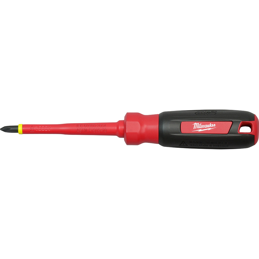48-22-2212 Screwdriver, #2 Phillips Point, Steel Shank, Plastic/Rubber Handle, ASTM F1505-10