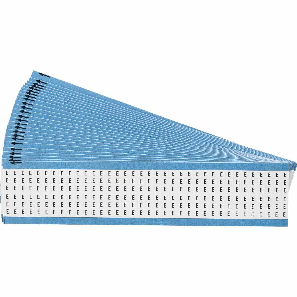 WM-E-PK WM Series Solid Letter Wire Marker Card, 1/4 in W, Black on White, B-500 Repositionable Vinyl Coated Fabric, 36 Markers per Card