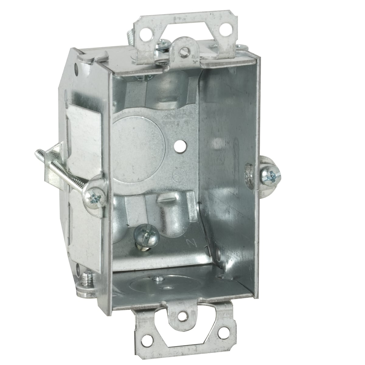 487 Gangable Switch Box, Steel, 10.5 cu-in Capacity, 1 Gangs, 1 Outlets, 5 Knockouts, 3 in H x 4.22 in W x 2.25 in D