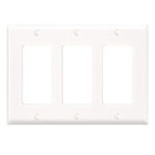 3-Gang, 3-Decora Standard size thermoset wallplate/faceplate. Light Almond