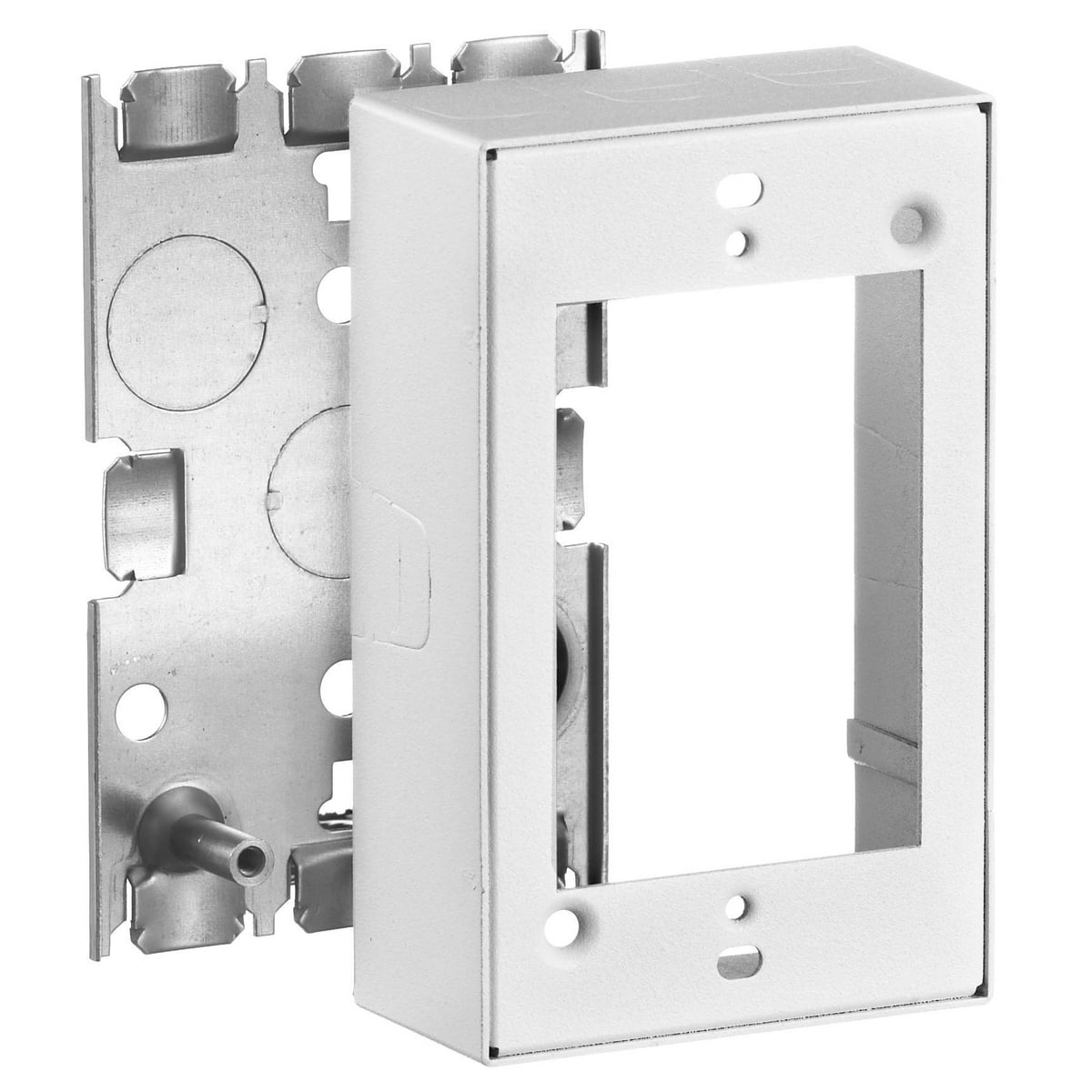 HBL5747WA 1-Gang Combination Standard Shallow Box With 1/2 in NPT Knockout, 4.6 in L x 3 in W x 1-1/2 in H, Rolled Steel, White