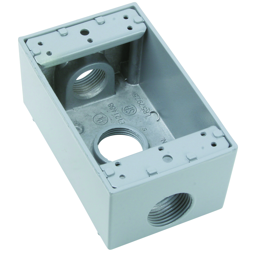 WPB33 3-Hole Weatherproof Device Box, Die Cast Aluminum, 18.5 cu-in, 1 Gang, 1 Outlet