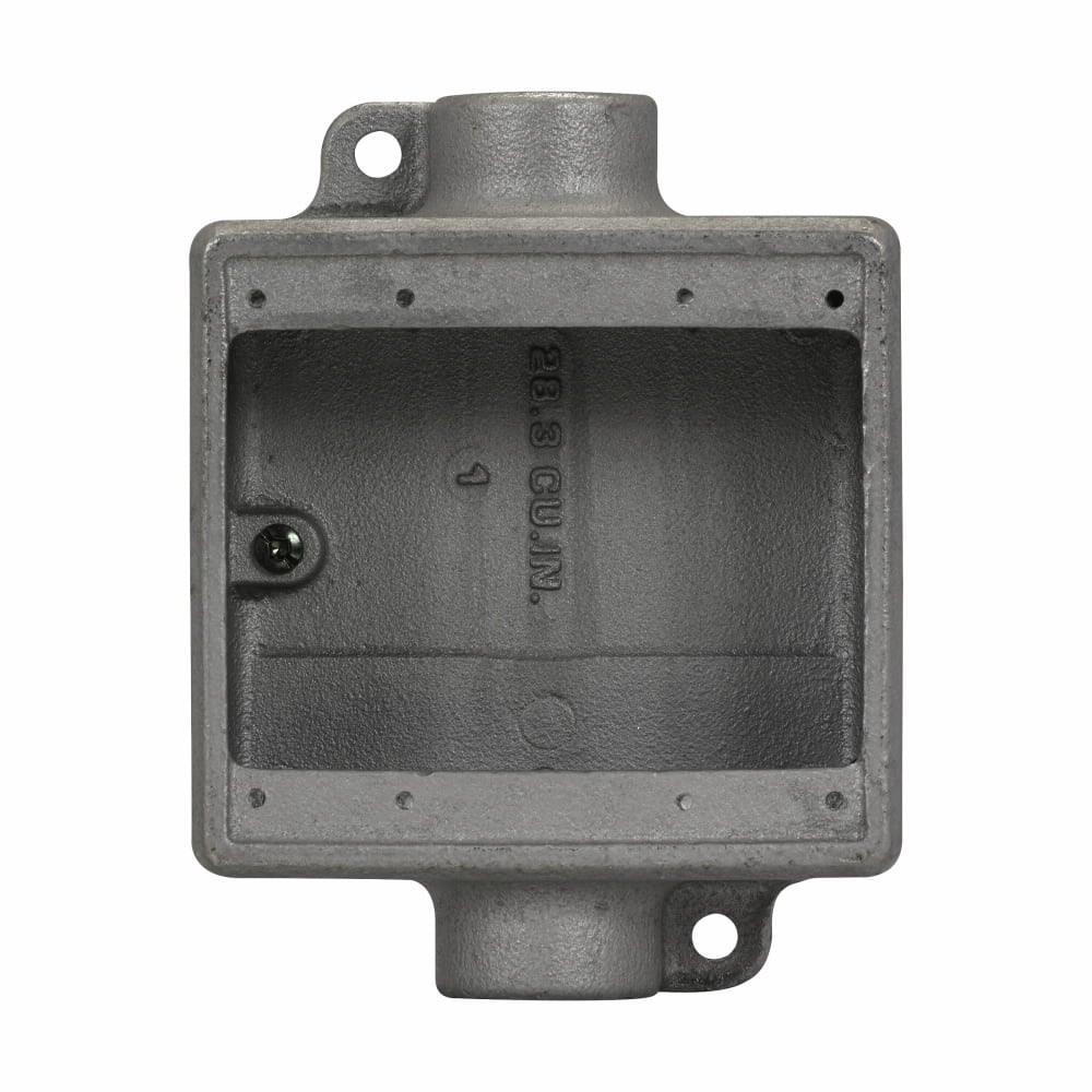 FDC32 Condulet 2-Entry Deep Device Box, 1 in Trade, 2 Gangs, Feraloy Iron Alloy, Aluminum Acrylic Painted/Electro-Galvanized