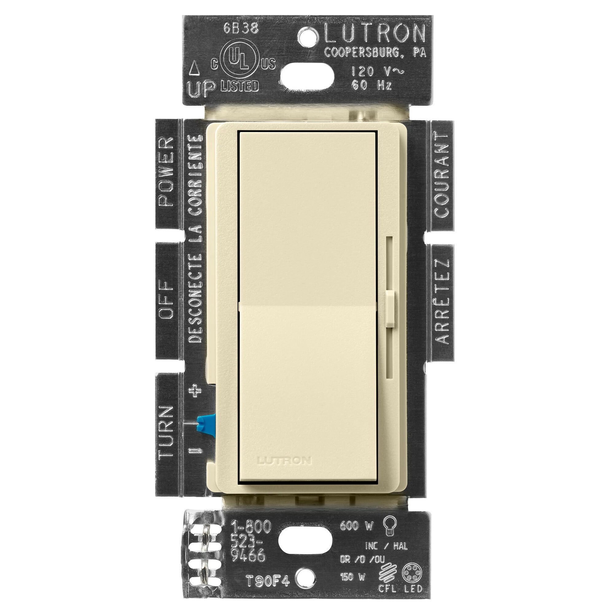 DVSCCL-153P-SD Diva LED+ Dimmer Switch, No Neutral Required, 150W LED, 1 Pole/3-Way, 120V, Sand