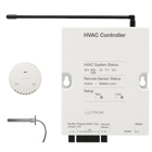 RadioRA 2 thermostat package, includes 1 HVAC controller in White, 1 wireless temperature sensor, and 1 wired return air duct sensor, in Snow finish