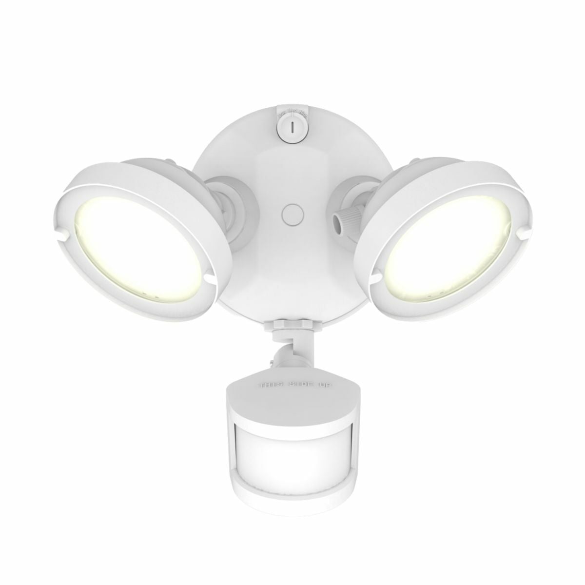 TGS2S402MRRW Halo Round Triple Head Floodlight With Motion Sensor, LED Lamp, 21.6 W Fixture, 120 V AC, Die Cast Aluminum Housing