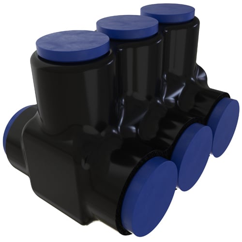 PBTD-3-500-F NIMBUS4FLEX 3-Port Type PBTF Single Sided Entry Insulated Multi-Tap Connector, 4 AWG to 600 kcmil Aluminum/Flex Copper Conductor