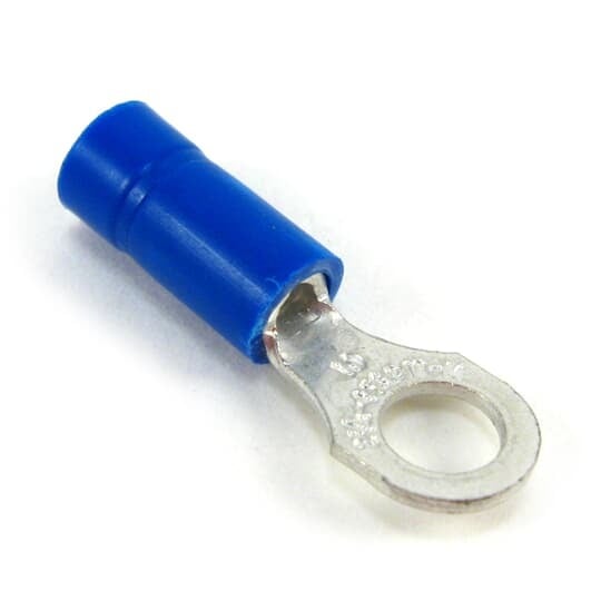 RB867U Sta-Kon RB Series Ring Terminal, 18 to 14 AWG Conductor, 0.97 in L, Brazed Seam Barrel, Electrolytic Copper, Blue