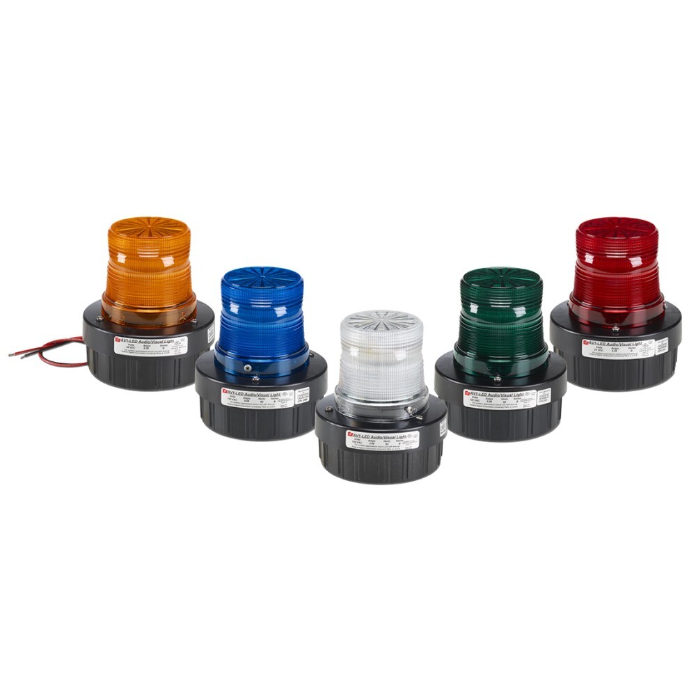 AV1-LED-120R Audio/Visual Signaling Buzzer, 120 V AC, LED Lamp, 85 dB Sound, Indoor/Outdoor, Surface Mount, Red Lens, cUL Listed|UL Listed
