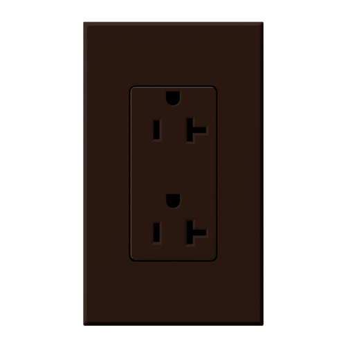 NTR-20-TR-BR Architectural Tamper-Resistant Duplex Receptacle with Wall Plate, 20 Amp, Matte, Brown