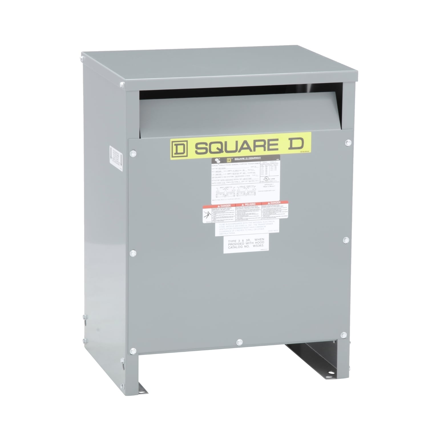 EE15S3H Dry Type Energy Efficient Transformer, 240/480 V AC Primary, 120/240 VAC Secondary, 15 kVA Power Rating, 60 Hz, 1 Phase