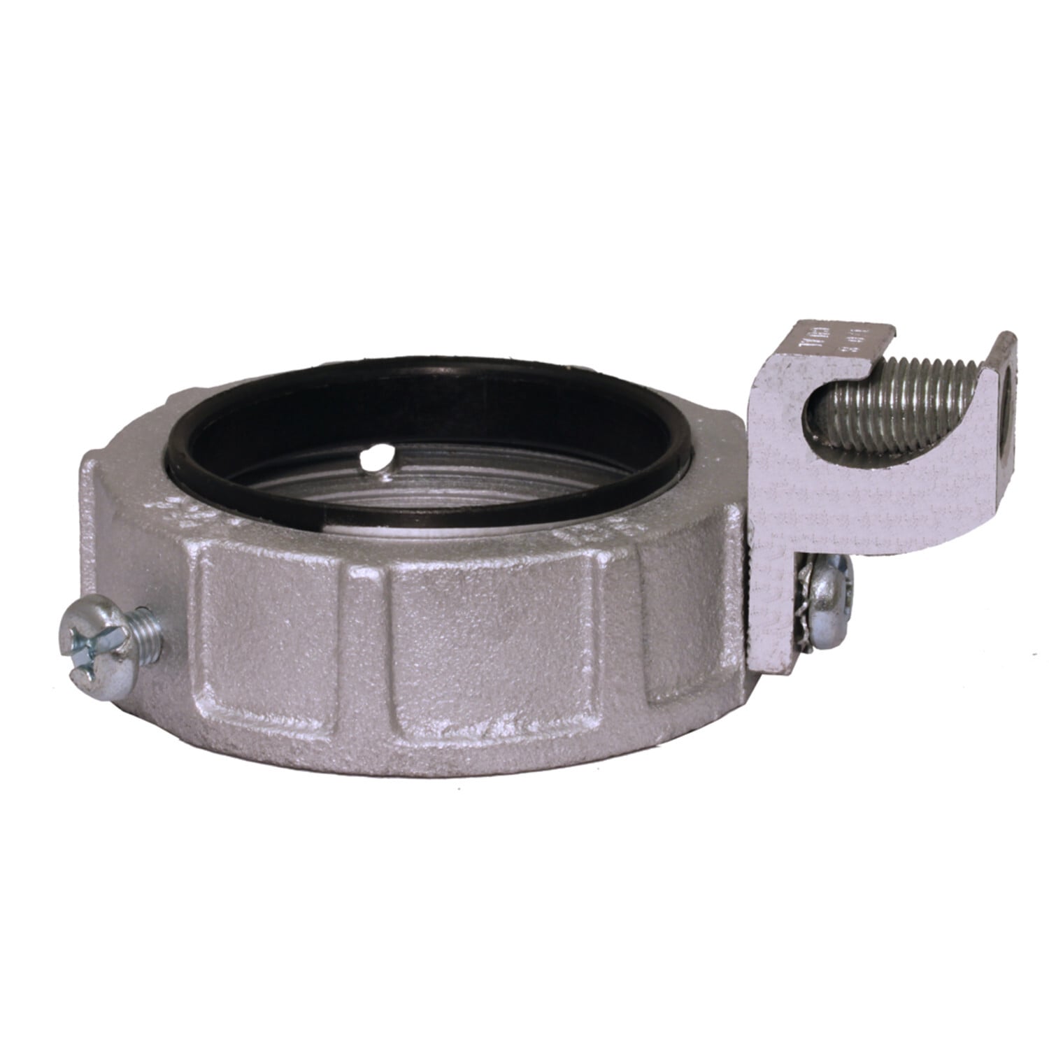 BRC-100-1AKON Threaded Conduit Bushing With 4 to 14 AWG Al/Cu Aluminum Lug, 1 in Trade, Malleable Iron, Zinc Plated