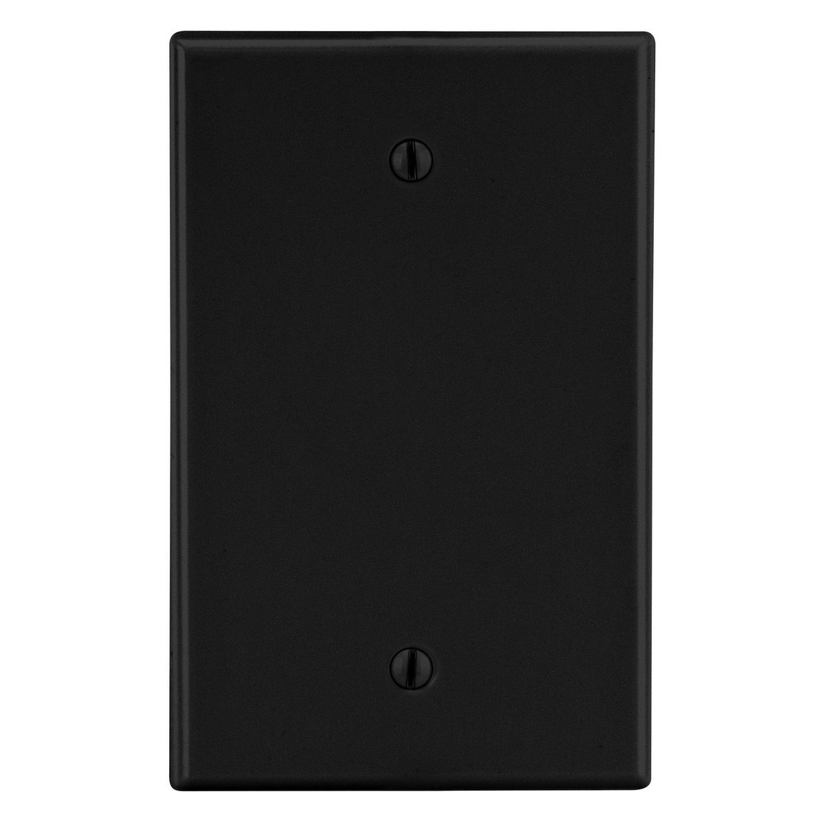 PJ13BK Mid-Size Non-Metallic Blank Wall Plate with Pre-Inserted Captive Screw, 1 Gangs, 3.15 in W x 4.94 in H, Polycarbonate Thermoplastic, Black