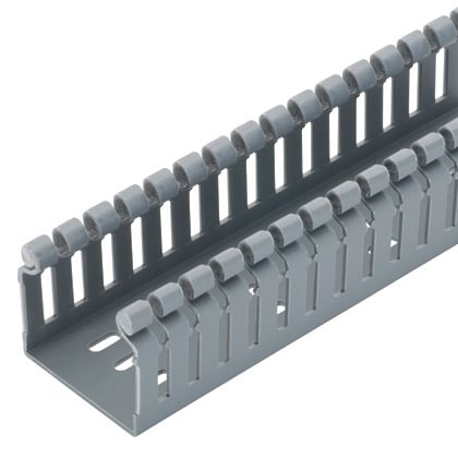 Panduct H1.5X2LG6 Hinged Cover Wide Slot Duct, Lt Gray, PVC, 1.98"x1.75", PK6