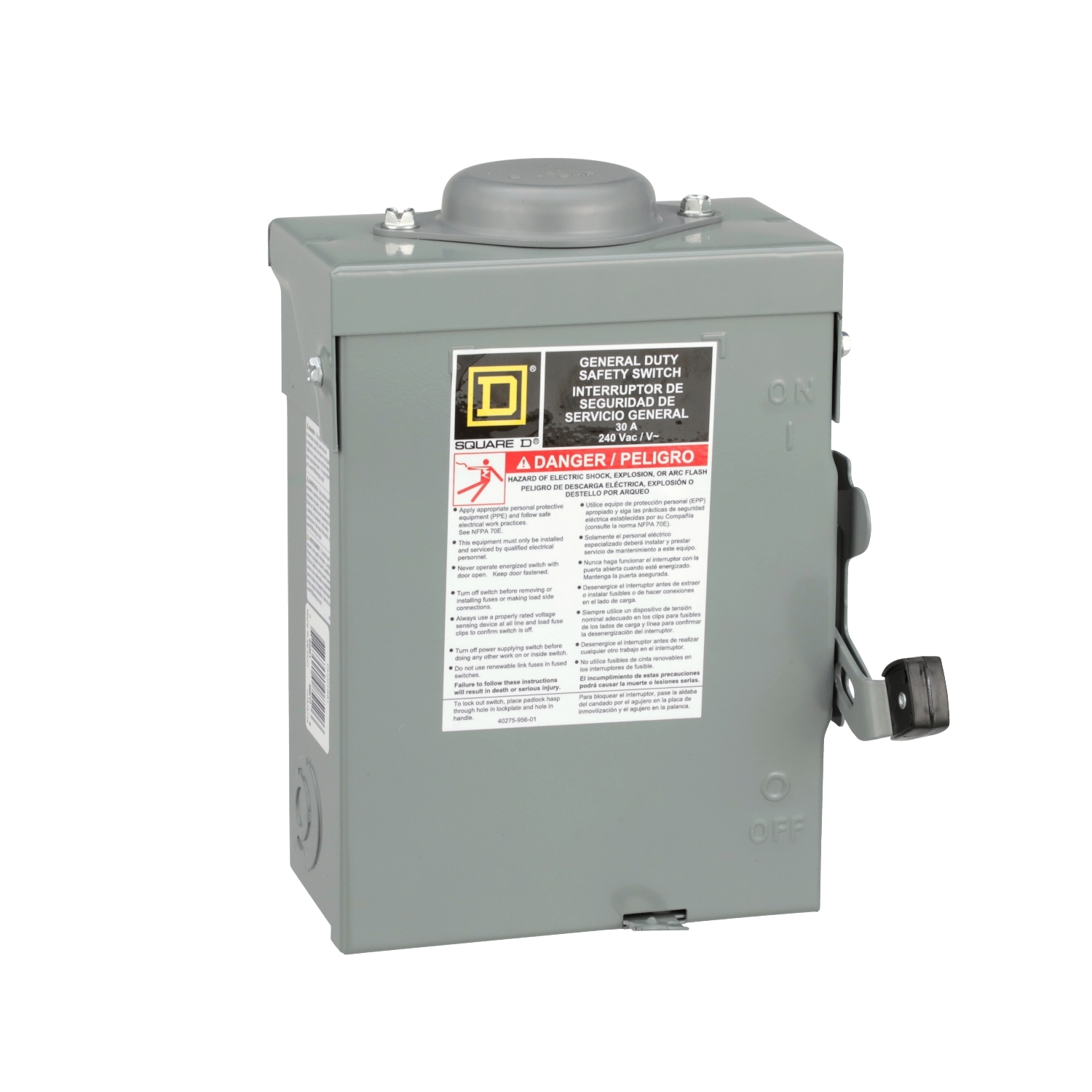 DU221RBUP1 Non-Fusible Safety Switch, 240 V, 30 A, 2 Poles