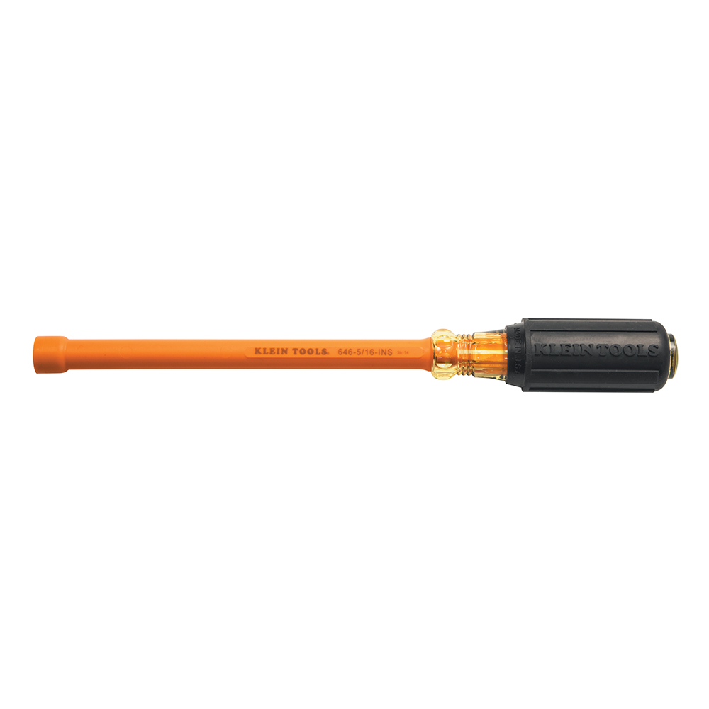 646-5/16-INS Insulated Nutdriver, 5/16 in, Hollow Shank, Orange Cushion Grip Handle