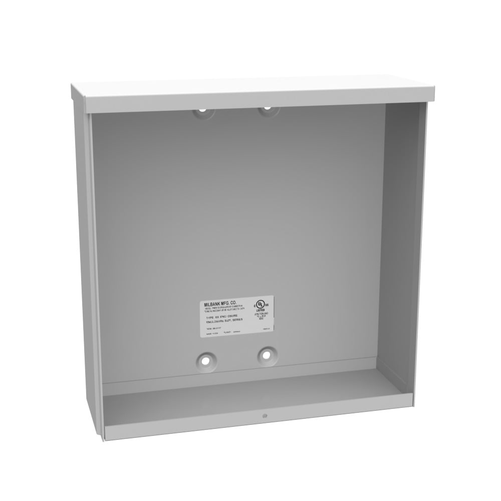 12x4x12 Screw Cover Type 3R UL Listed Steel No Knockouts ANSI 61 Gray Quad D Knockout for Lock Emboss Mounting Holes in Back