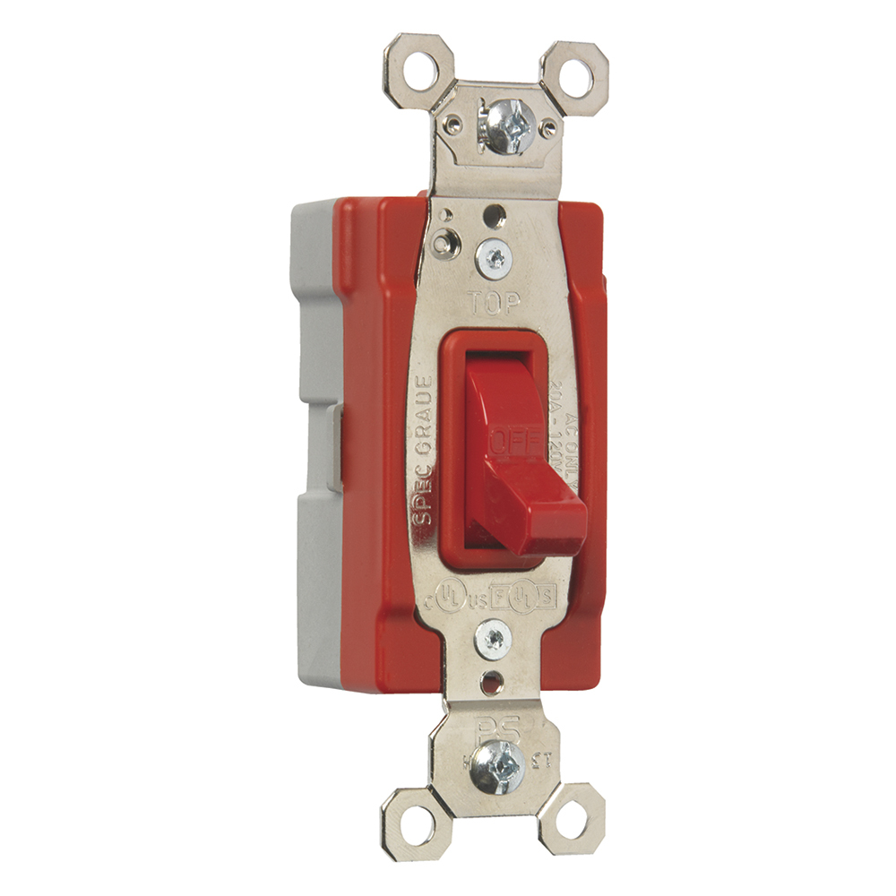 PT20AC1RED PlugTail Single Pole 20 Amp Toggle Switch, Red