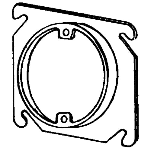 8461A Raised Square Box Cover, 4 in L x 4 in W x 1/2 in D, Steel