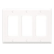 80411-NI Decora Standard Size Wall Plate, 3 Gangs, 6.37 in W x 4.5 in H, Thermoplastic, Ivory