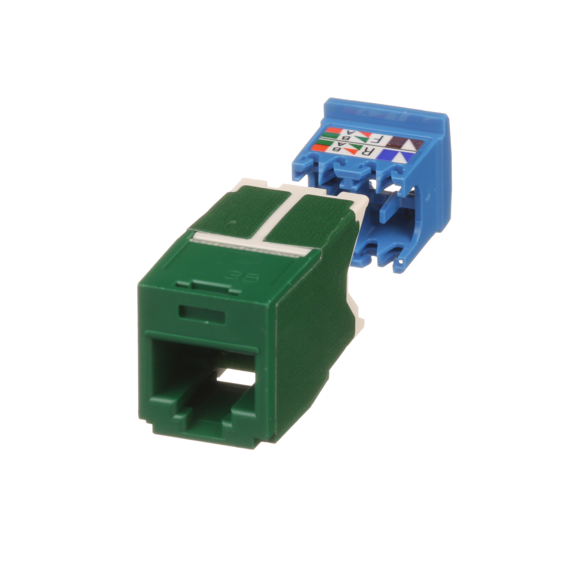 CJ6X88TGGR-24 10Gig PanNet TX6A 8-Position 8-Wire Universal TG Style Unshielded Jack Module, Cat 6A RJ45/Mini-Com Module, 1 Port, ABS/Polycarbonate, Green
