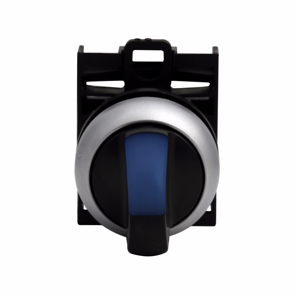 M22-WRLK3-2-B M22 Illuminated Selector Switch Operator, 22.5 mm, Knob Operator, 3 Positions, Blue