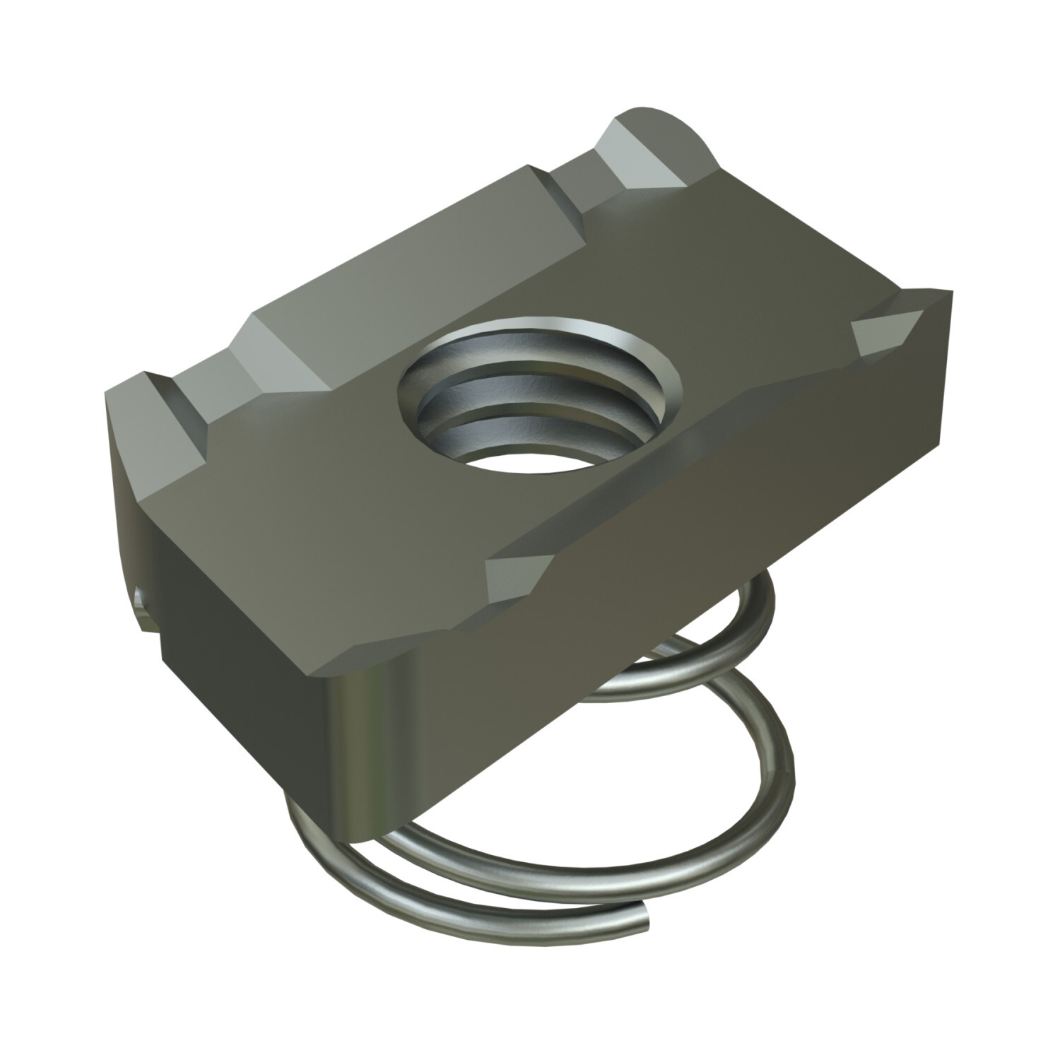 P7006-1032EG Channel Nut With Spring, For Use With P7000 Channel, #10-32 Thread, Mild Steel