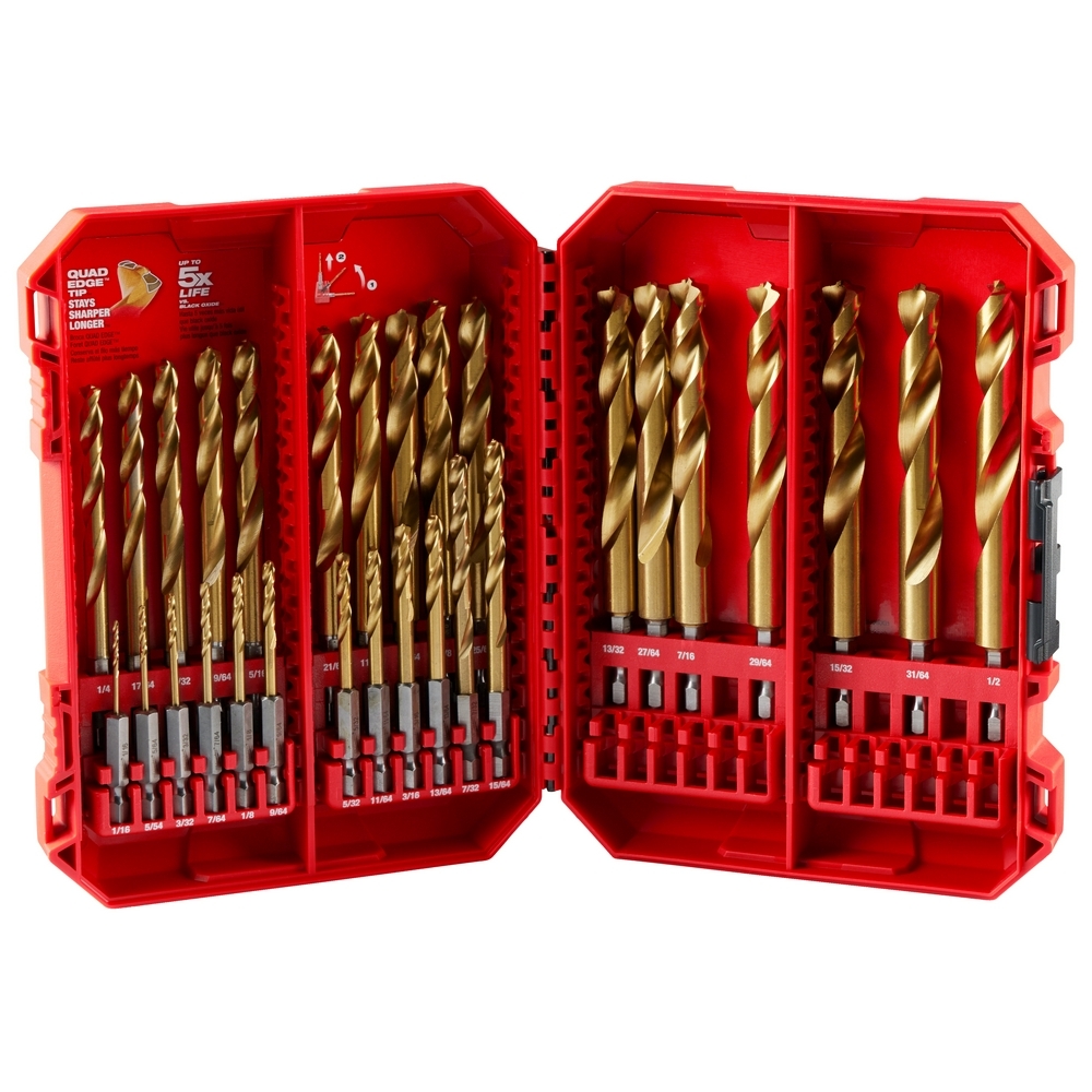 48-89-4672 SHOCKWAVE Impact Duty Drill Bit, 1/16 in Min Drill Bit, 1/2 in Max Drill Bit, 35, 15 deg Drill Point Angle, 15 Pieces, For Use With Drill Driver, Titanium