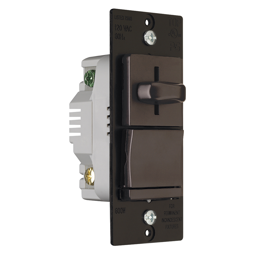 LS600P LS TradeMaster Dimmer Switch, 120 VAC, 1 Pole, Brown