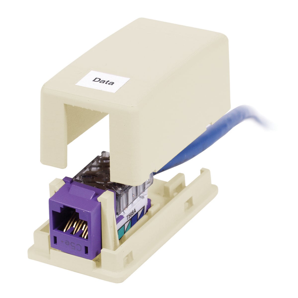 HSB1EI HSB Series 1-Port Molded Construction Surface Mount Box, Keystone 1 Module, For Use With MT6 Raceway, Surface Mount, Thermoplastic
