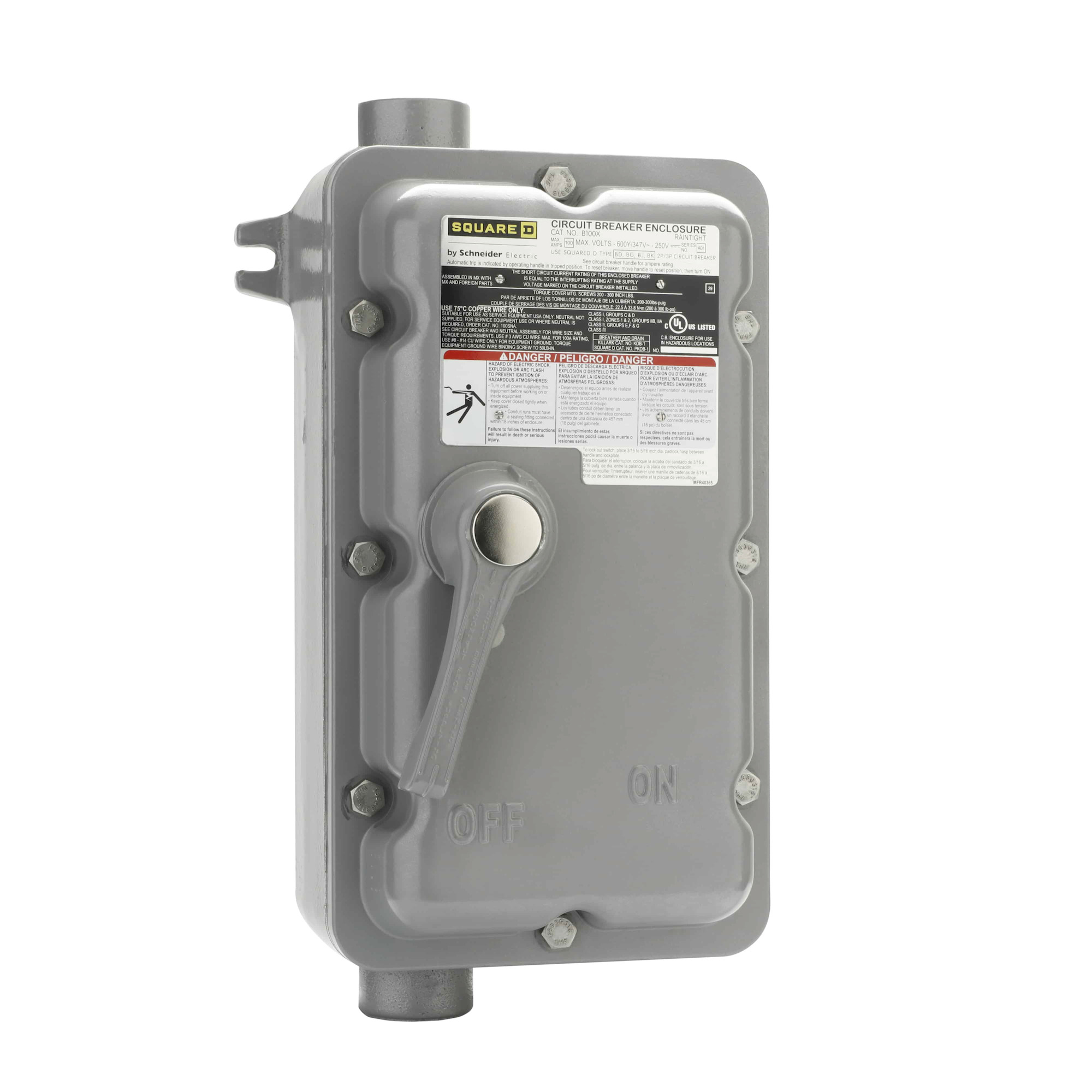 H100XBDAA PowerPact B-Frame Circuit Breaker Enclosure, 100 Amp, I/O, Aux Contact, Nema 7/9