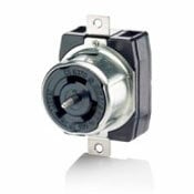 CS8269 California Style Grounding Locking Receptacle, 250 V AC, 50 A, 2 Poles, 3 Wires, Black