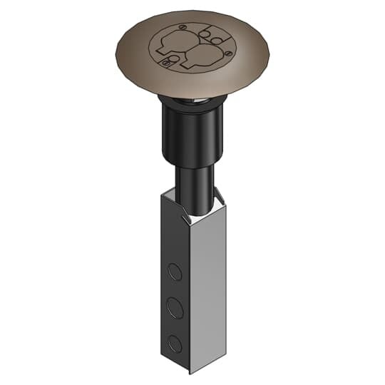 FPT445-SW-BRN Steel City Flush Service Poke-Through Base Unit With Non-Metallic Cover, 3 in Hole, 7 in Dia Cover, 27 cu-in, Steel/Phenolic