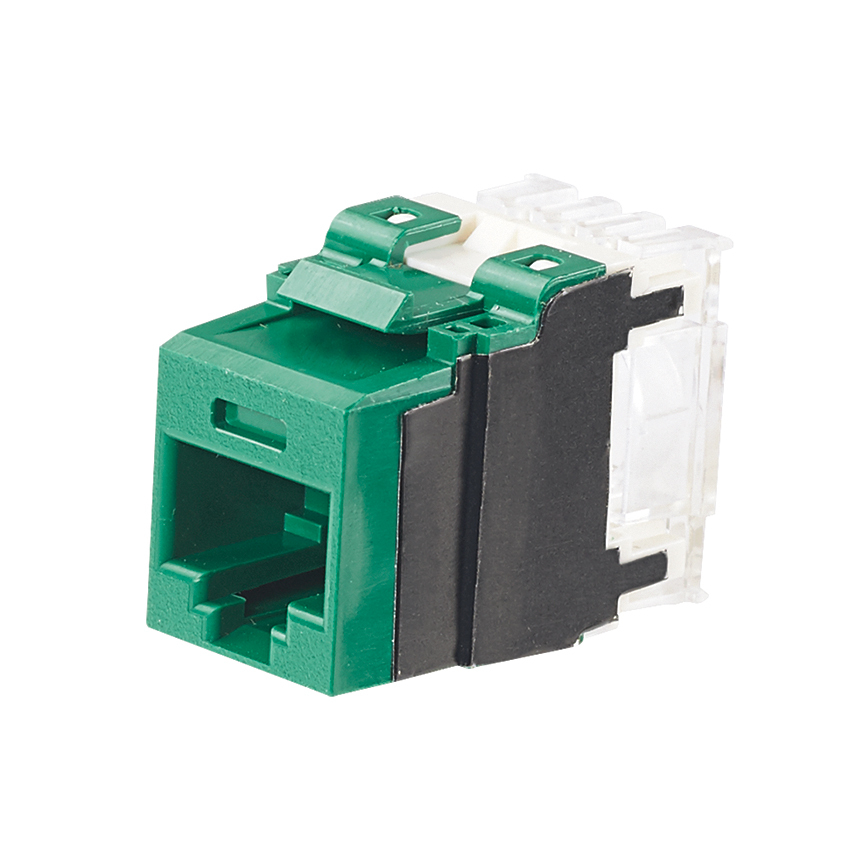 NK6X88MGR NetKey 1-Slot 8-Position 8-Wire Keystone Unshielded Punchdown jack Module, Cat 6A/Keystone Module, 1 Ports, ABS/Polycarbonate, Green