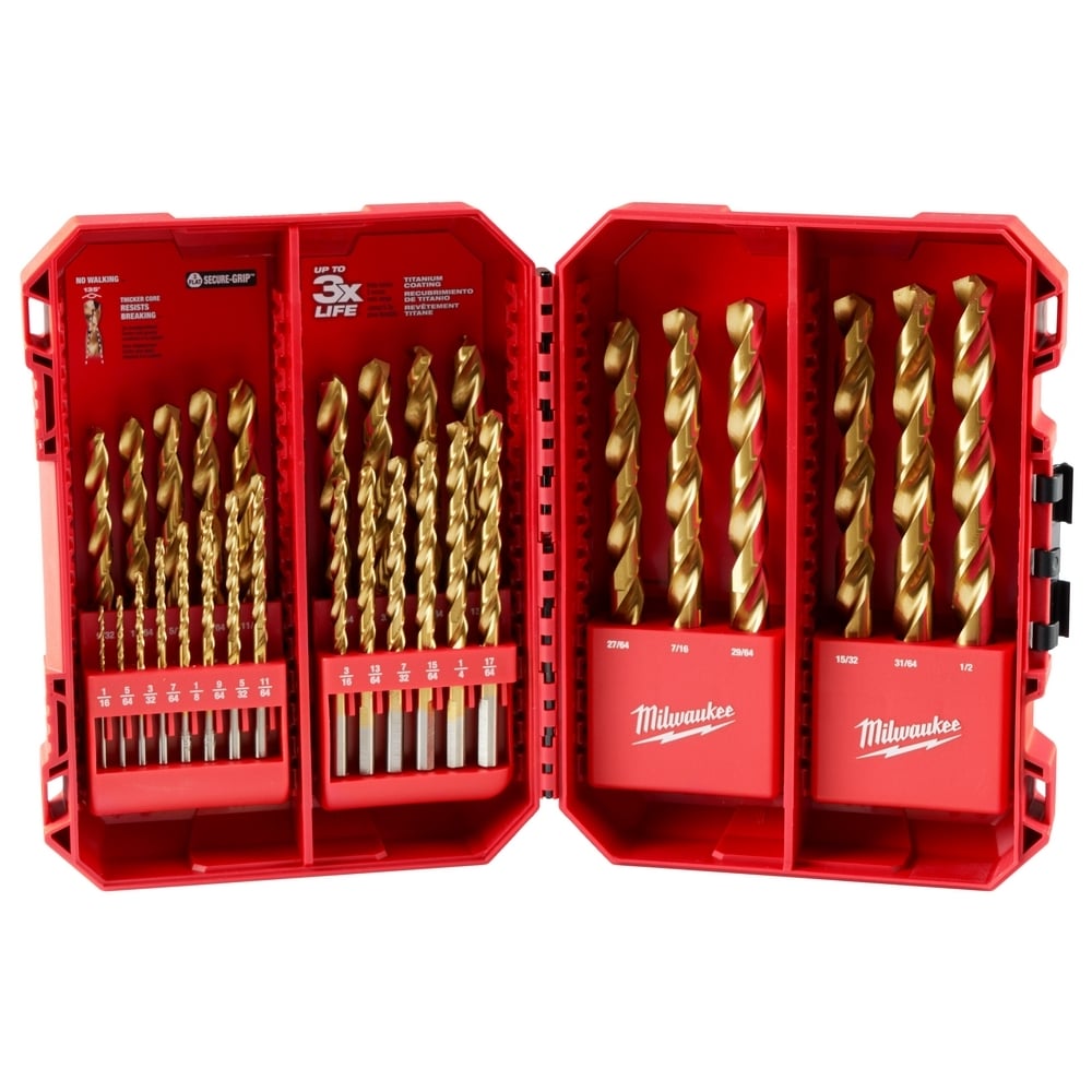 48-89-0012 Thunderbolt Drill Bit Set, 29 Pieces, HSS, Titanium Coated