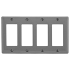 Hubbell Wiring Device Kellems, Wallplates and Box Covers, Wallplate,Nylon, 4-Gang, 4) Decorator, Gray