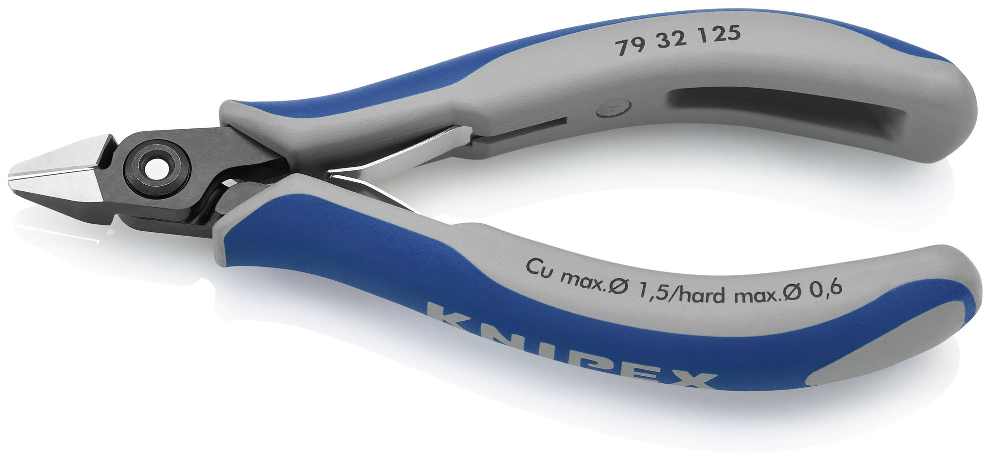 Electronics Diagonal Cutters, 5 in., Multi-Component, Polished, Semi-Flush with very Small Bevel Cut, Tapered, Up to 1/64 in. Hard Wire