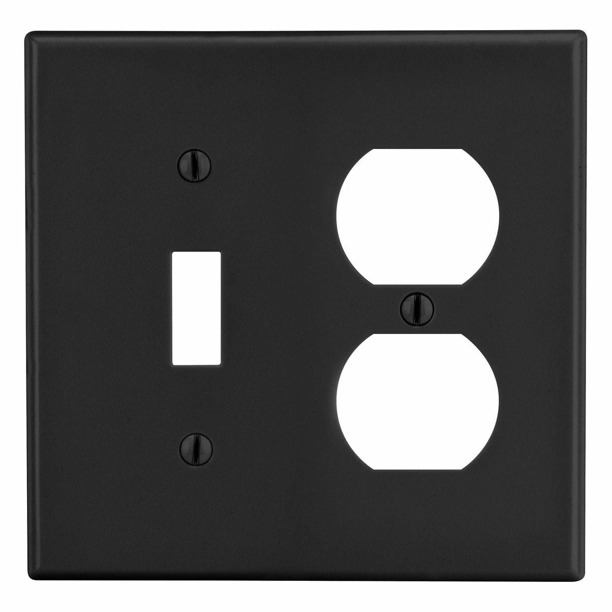 P18BK Non-Metallic Standard Wall Plate, 2 Gangs, 4.69 in W x 4.63 in H, Polycarbonate Thermoplastic, Black