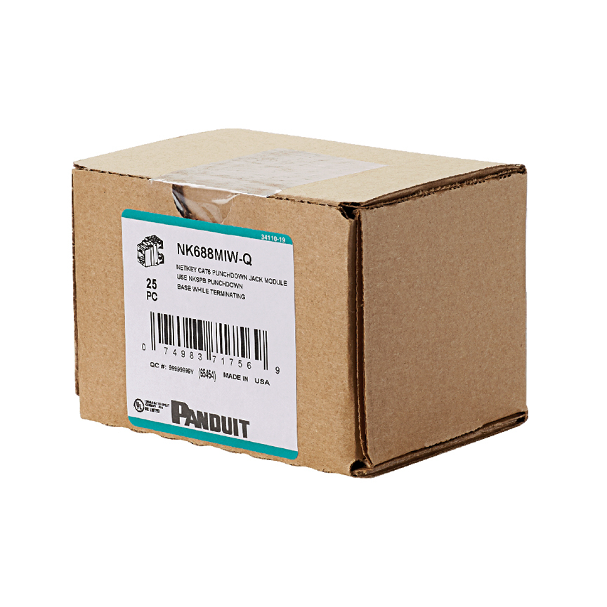 NK688MOR-Q NetKey TX6 Plus 1-Slot 8-Position 8-Wire Punchdown Unshielded Keystone Jack Module, Cat 6/Keystone/Mini-Com Module, Surface Mount, 1 Port, ABS/Polycarbonate, Orange