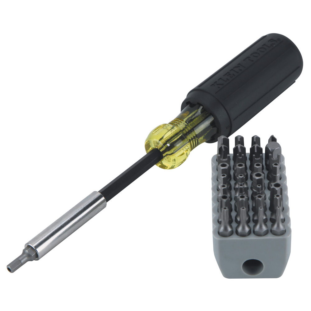 32510 Magnetic Tamperproof Multi-Bit Screwdriver, 32 Pieces, Cushion Grip Handle, Steel, ASME Specified