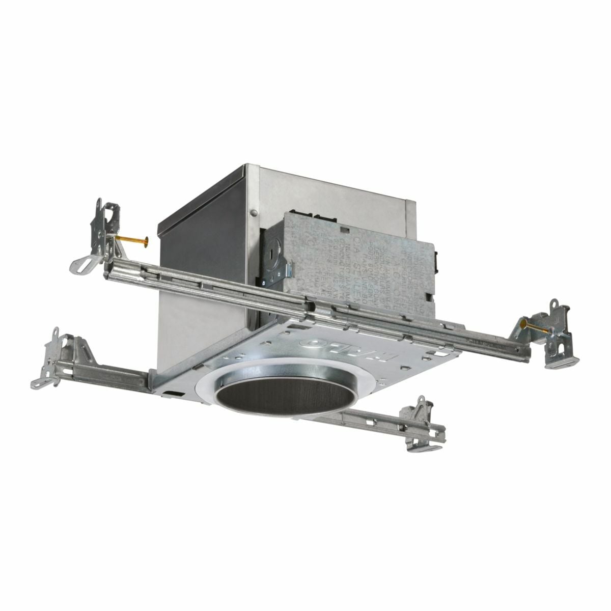 H99ICAT Halo Line Voltage New Construction Shallow Recessed Lighting Housing, Incandescent Lamp, IC Insulation, 120 V AC, 4-3/8 in Ceiling Opening, Aluminum Housing