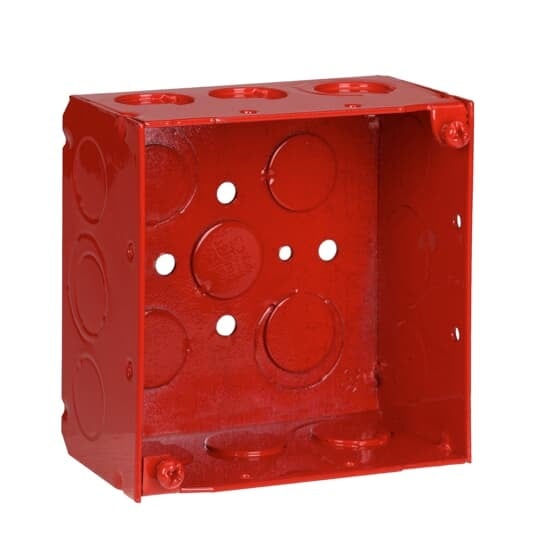 52171-1234RD Steel City Specialty Outlet Box, Steel, 30.3 cu-in Capacity, (1) Outlets, (13) Knockouts, 4 in H x 4 in W x 2-1/8 in D
