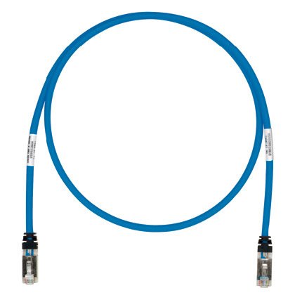 STP6X10BU PanNet TX6A 10Gig S/FTP Shielded Patch Cord, Cat 6a, 26 AWG Stranded Copper Conductor, RJ45 Modular Plug Connector, 10 ft L Cord