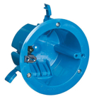 Round Old Work Outlet Box, Volume 18 Cubic Inches, Diameter 4-1/4 Inches, Color Blue, Material Polycarbonate, Mounting Means Swing Clamps, with Ground Lug