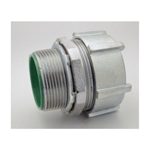 258-USI Bridgeport Concretetight Insulated Throat Compression Connector, 3-1/2 in Trade, For Use With EMT Conduit, Malleable Iron, Electro-Plated Zinc