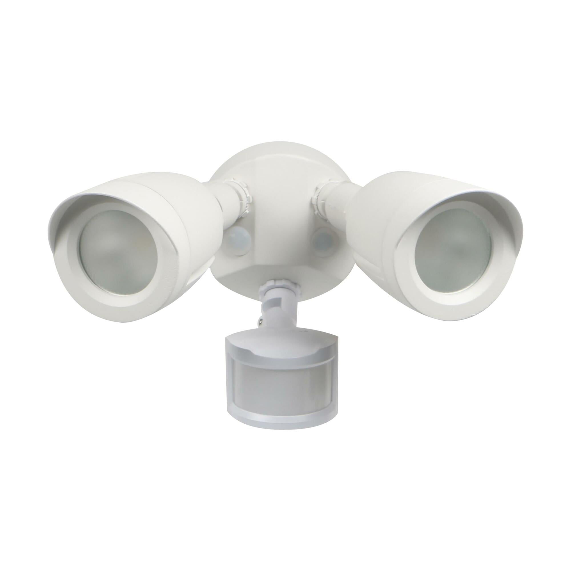 65-711 Dual Head Hardwired Socket Non-Dimmable LED Security Light With Motion Sensor, (2) LED Lamp, 20 W Fixture, 120 V AC, Die Cast Aluminum Housing